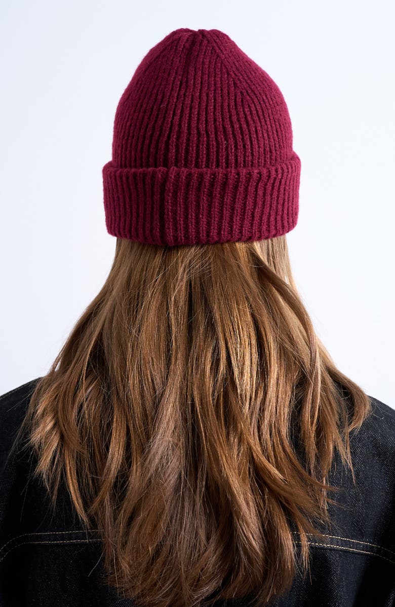 Topshop Henry Rib Beanie, Alternate, color, Burgundy