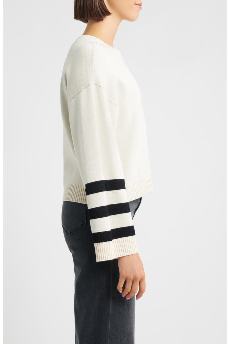 Crop Stripe Sleeve Sweater, Alternate, color, SAND