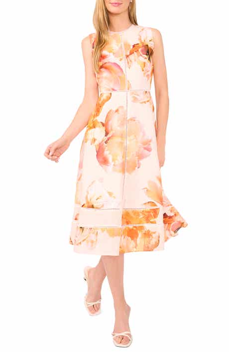 Ted Baker Floral Sleeveless Linen Midi Dress