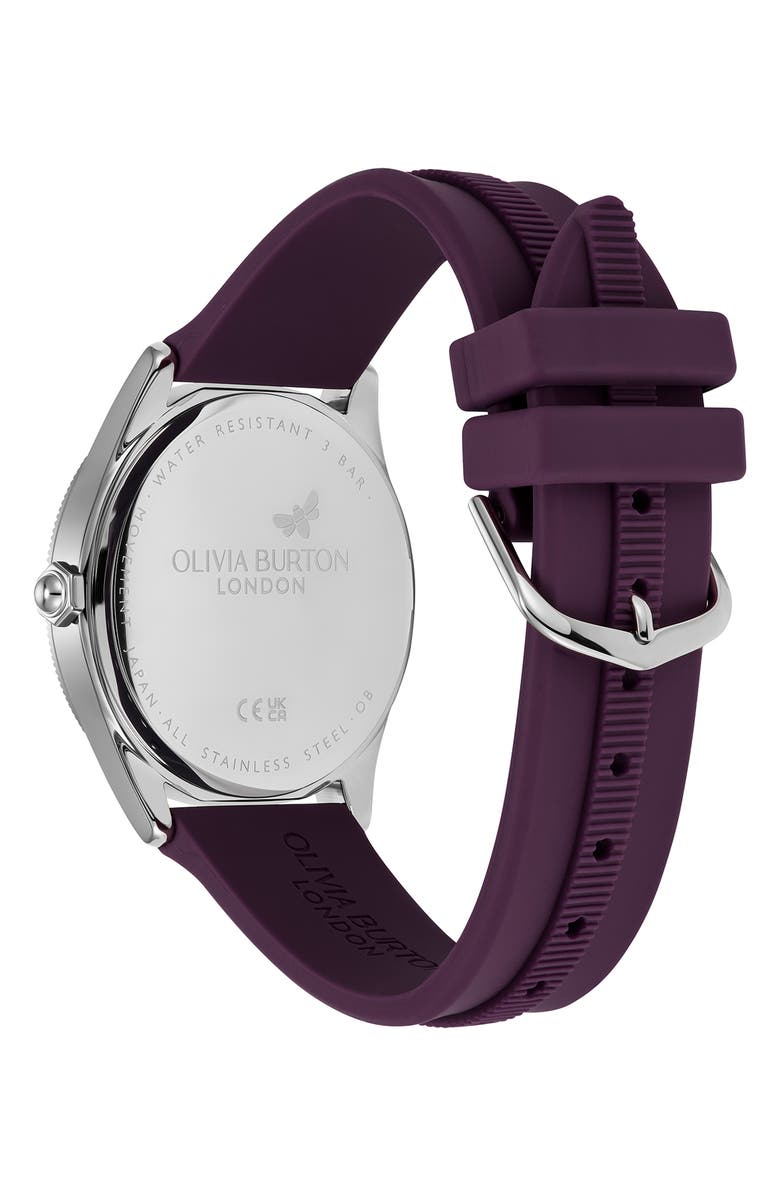 Olivia Burton Radiate Silicone Strap Watch, 38mm, Alternate, color, Purple