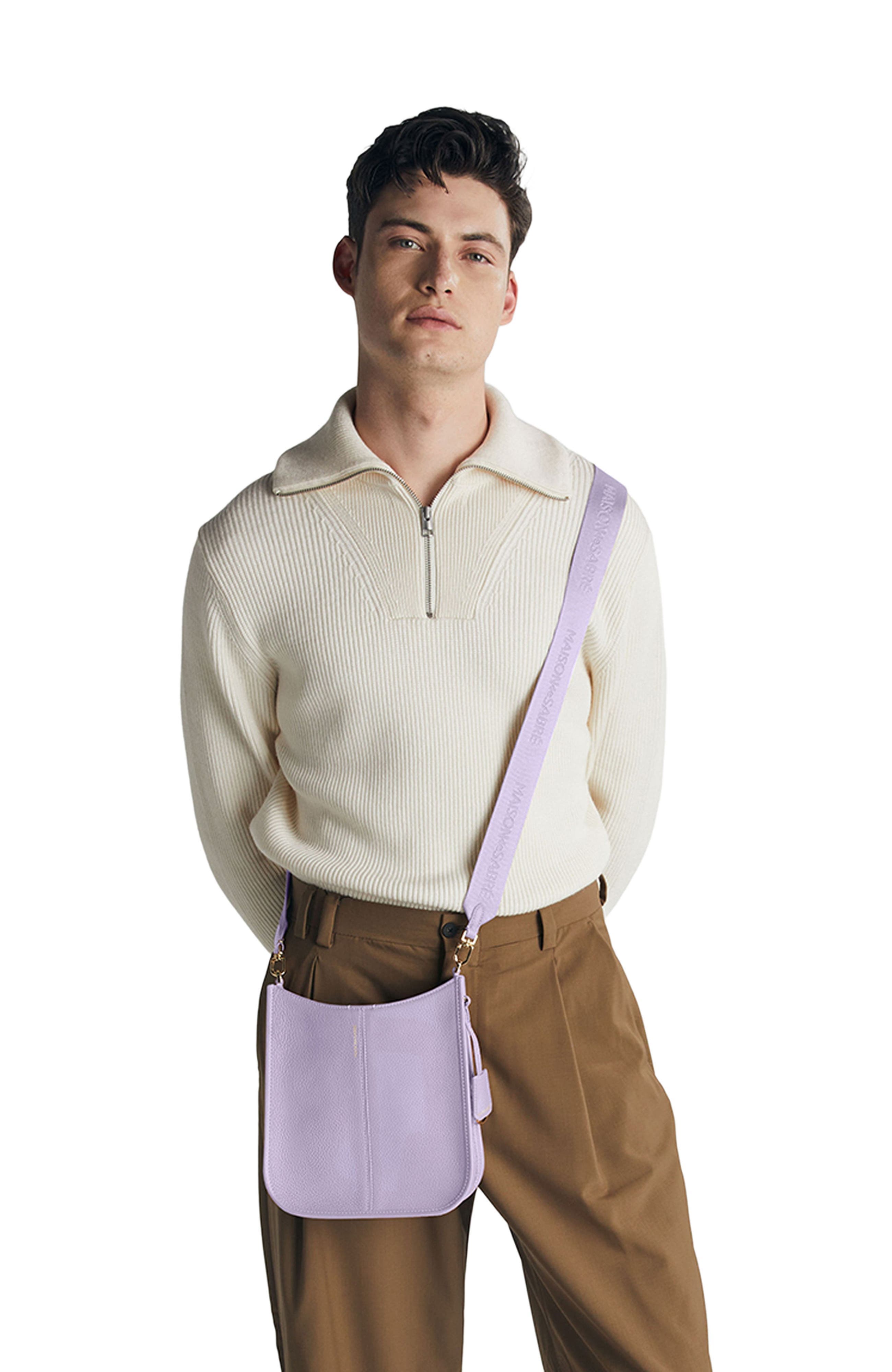 Leather Saddle Bag, Alternate, color, Lavender Purple