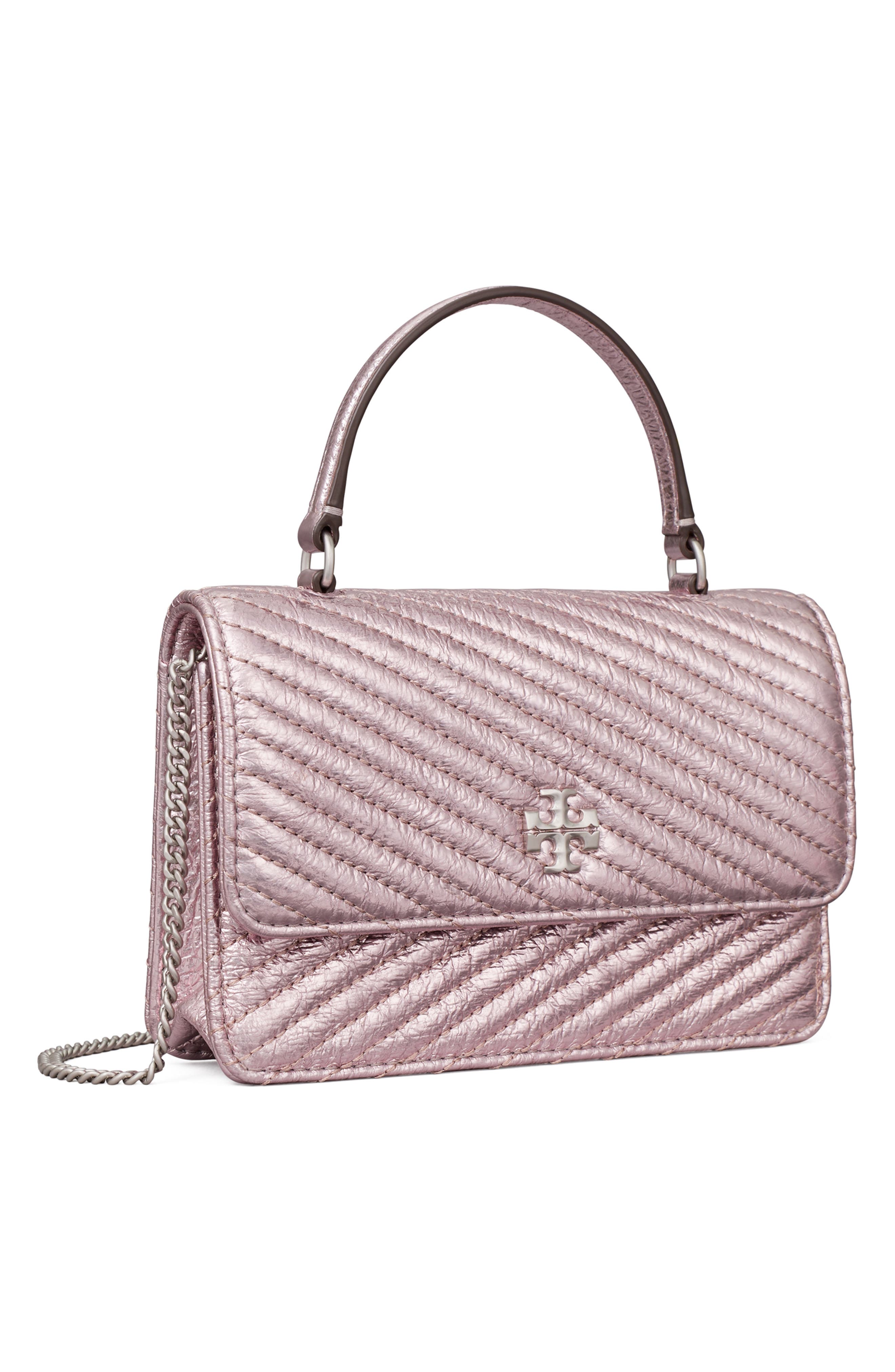 Tory Burch Kira Metallic Moto Quilt Mini Top Handle Crossbody, Alternate, color, 