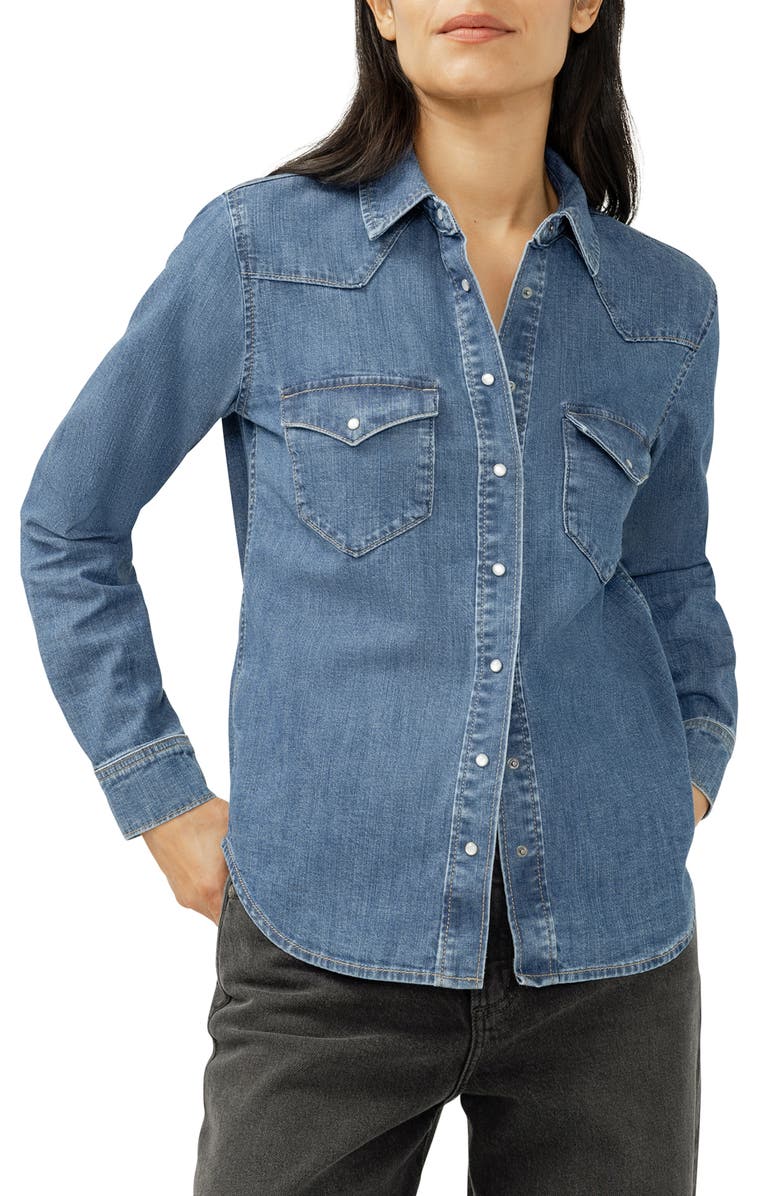 Silver Jeans Co. Western Denim Shirt, Main, color, Canary
