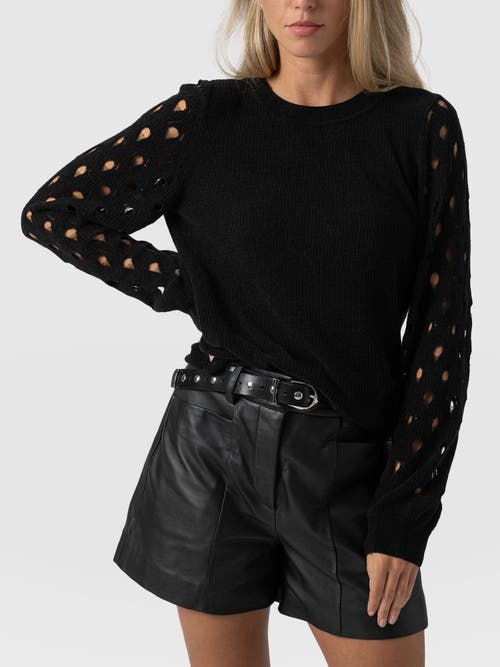 Saint + Sofia Suki Lace Hole Knit In Black