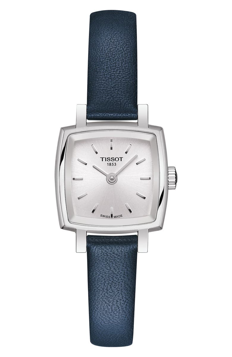 Tissot Lovely Square Leather Strap Watch, 20mm, Main, color, 