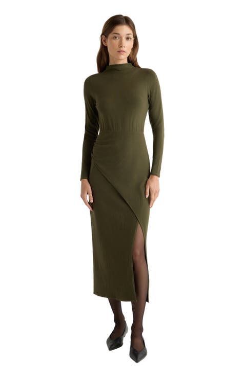 Suki Mock Neck Side Slit Dress