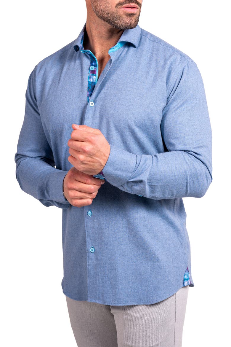 Einstein Ascension Contemporary Fit Button-Up Shirt, Alternate, color, BLUE
