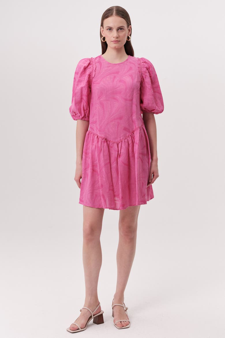 Crew Neck Open Back Mini Dress, Alternate, color, PINK