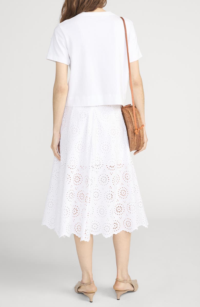 FRAME The Solstice Eyelet Midi Skirt, Alternate, color, White