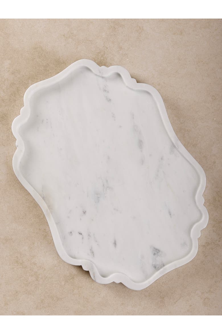 Cascade White Marble Tray, Main, color, Ivory