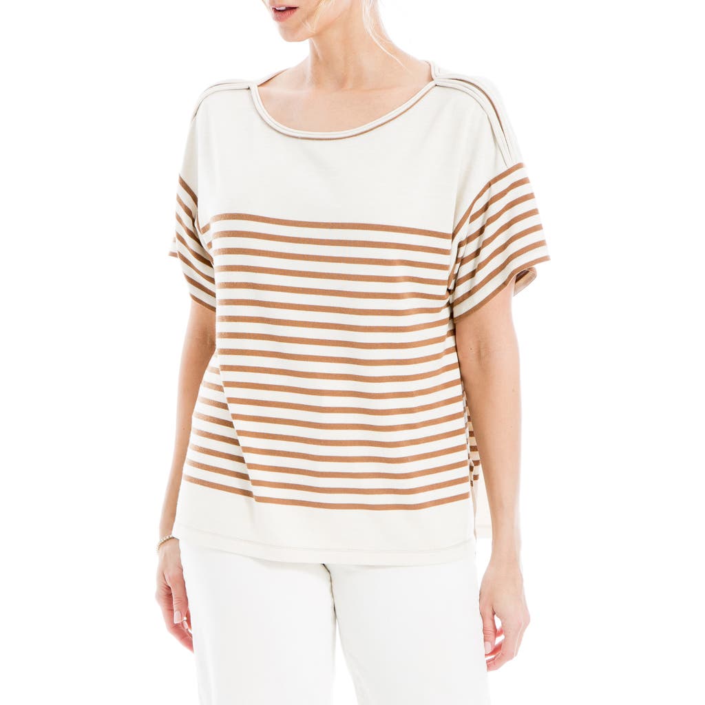 Max Studio Stripe Boatneck T-shirt In Multi