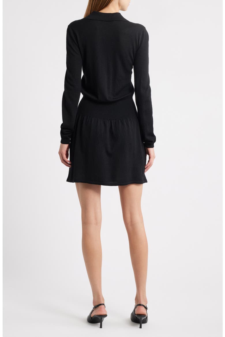 The Smart Polo Long Sleeve Merino Wool Sweater Dress, Alternate, color, BLACK
