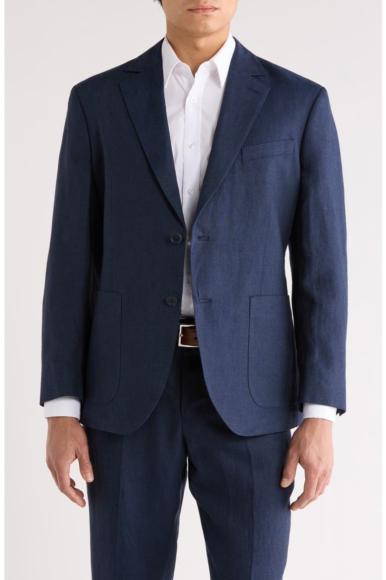 Henrik Trim Fit Solid Italian Linen Suit Separate Jacket, Main, color, NAVY NIGHT