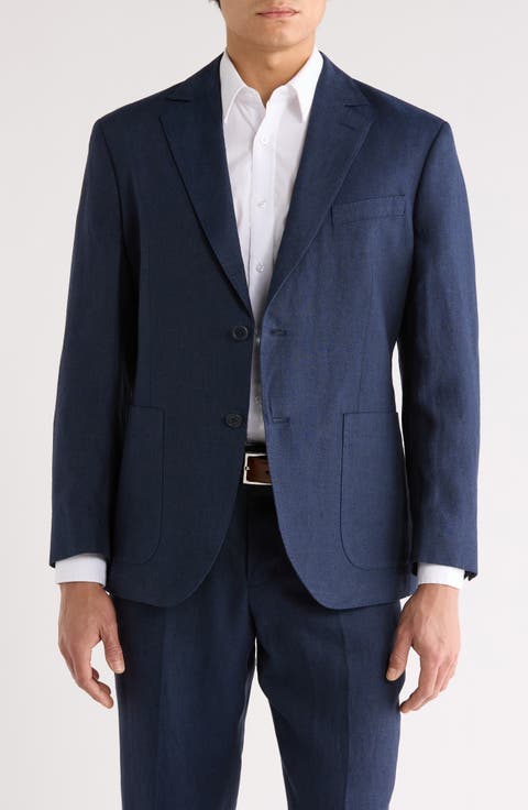 Henrik Trim Fit Solid Italian Linen Suit Separate Jacket (Regular & Big)