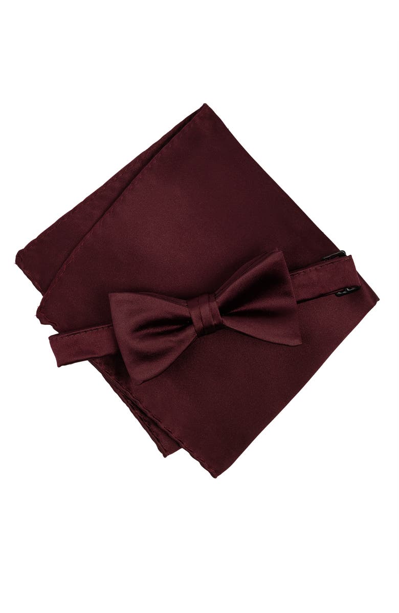 Brooklyn Brigade Men's Solid Satin Pre-Tied Bow Tie, Alternate, color, Cabernet