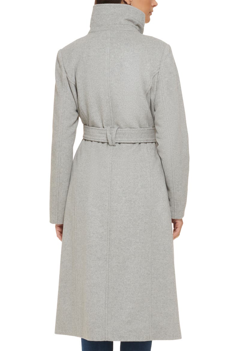 Women's Slick Belted Long Coat, Alternate, color, LIGHT GREY