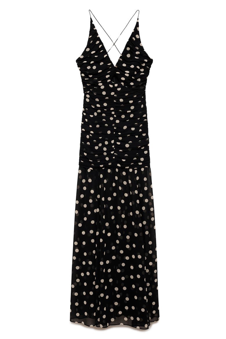 Polka Dot Maxi Dress, Main, color, BLACK