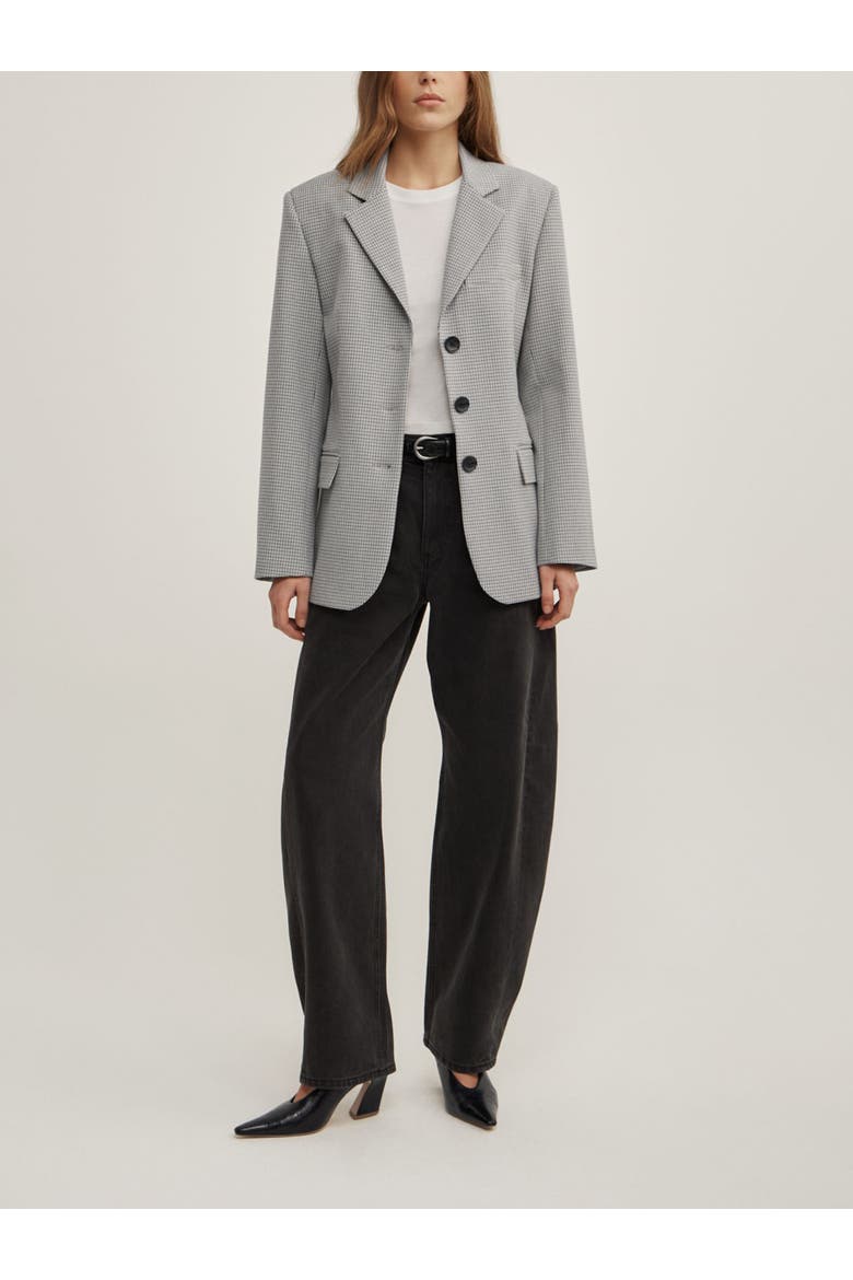Houndstooth Tailored Blazer, Alternate, color, Grey Houndstooth