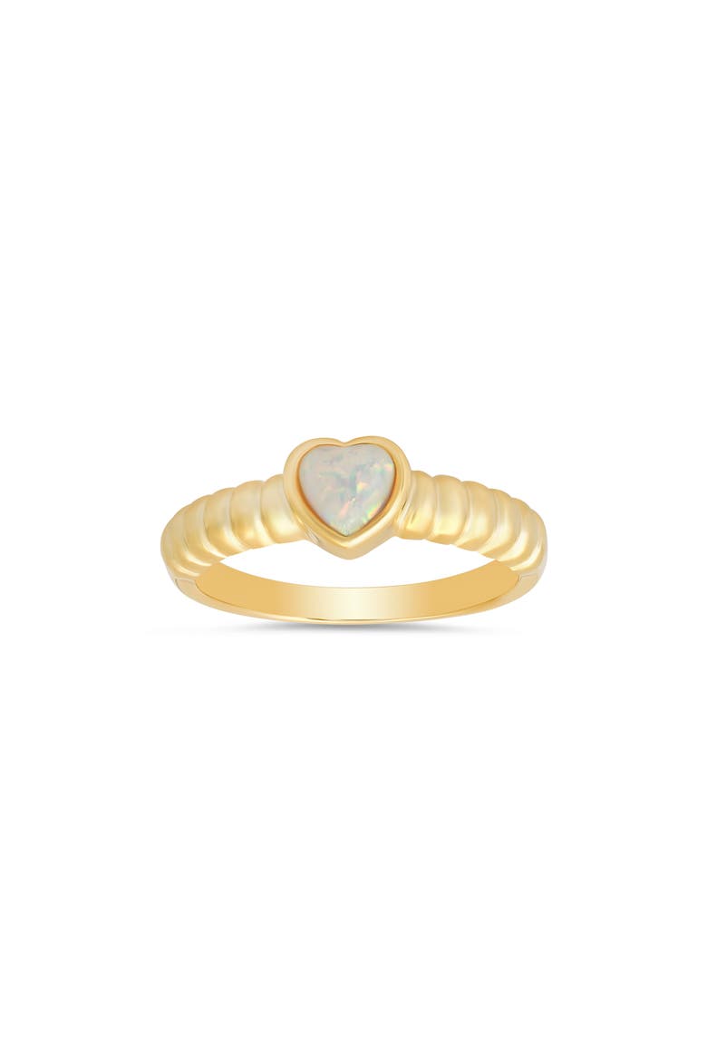 Sterling Silver Bezel Set Heart Ring, Main, color, GOLD/OPAL