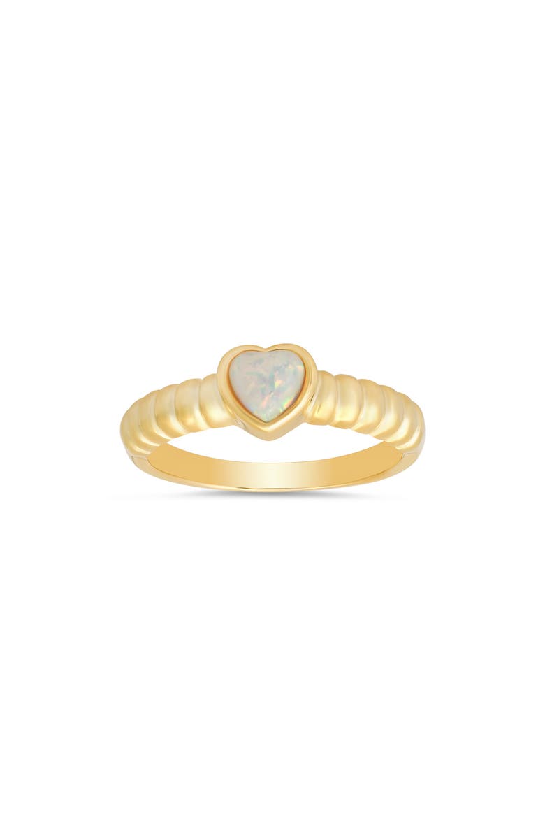 Queen Jewels Sterling Silver Bezel Set Heart Ring, Main, color, Gold/Opal