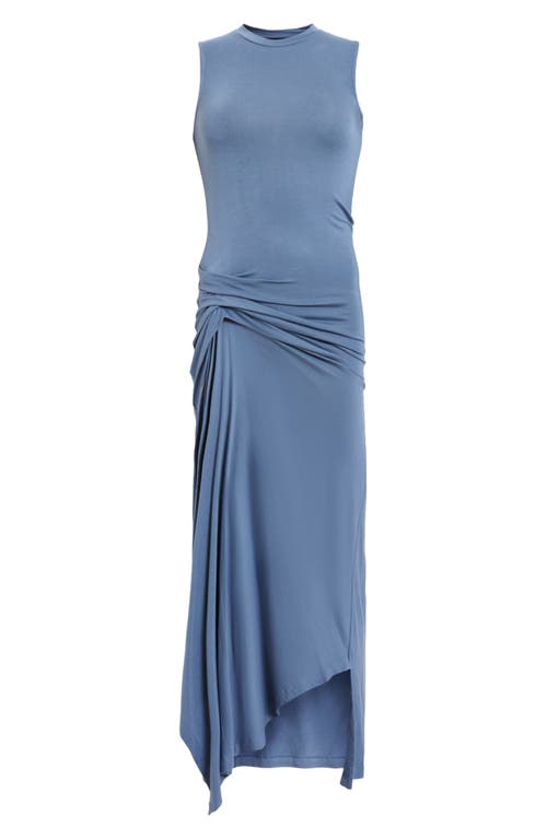Allsaints Rivi Draped Sleeveless Midi Dress In Blue