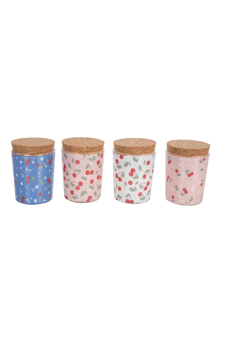 Transpac Mini Glass Cherry Candles Scent Wildflowers Set of 12 Jar Candle with Lid Wax Multicolored for Spring Tabletop Lighting, Alternate, color, Multicolored