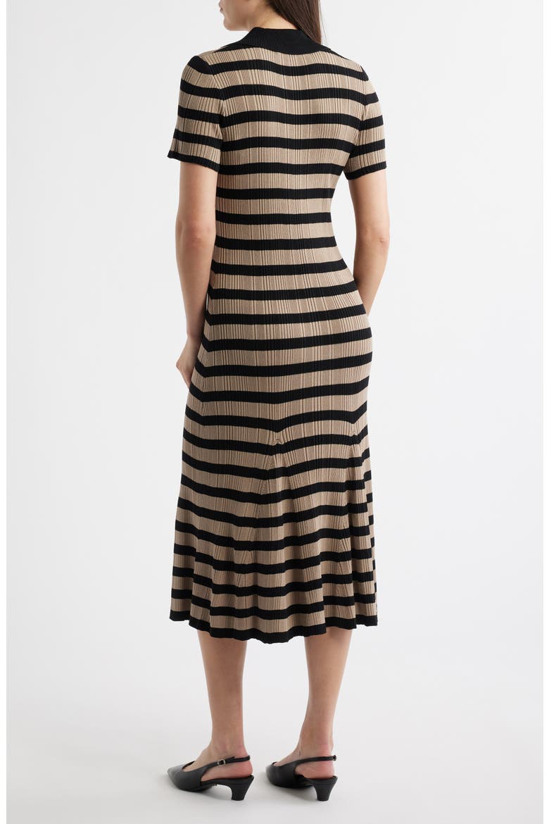 Stripe Variegate Rib Midi Sweater Dress, Alternate, color, BLACK/ MOCHA MOUSEE