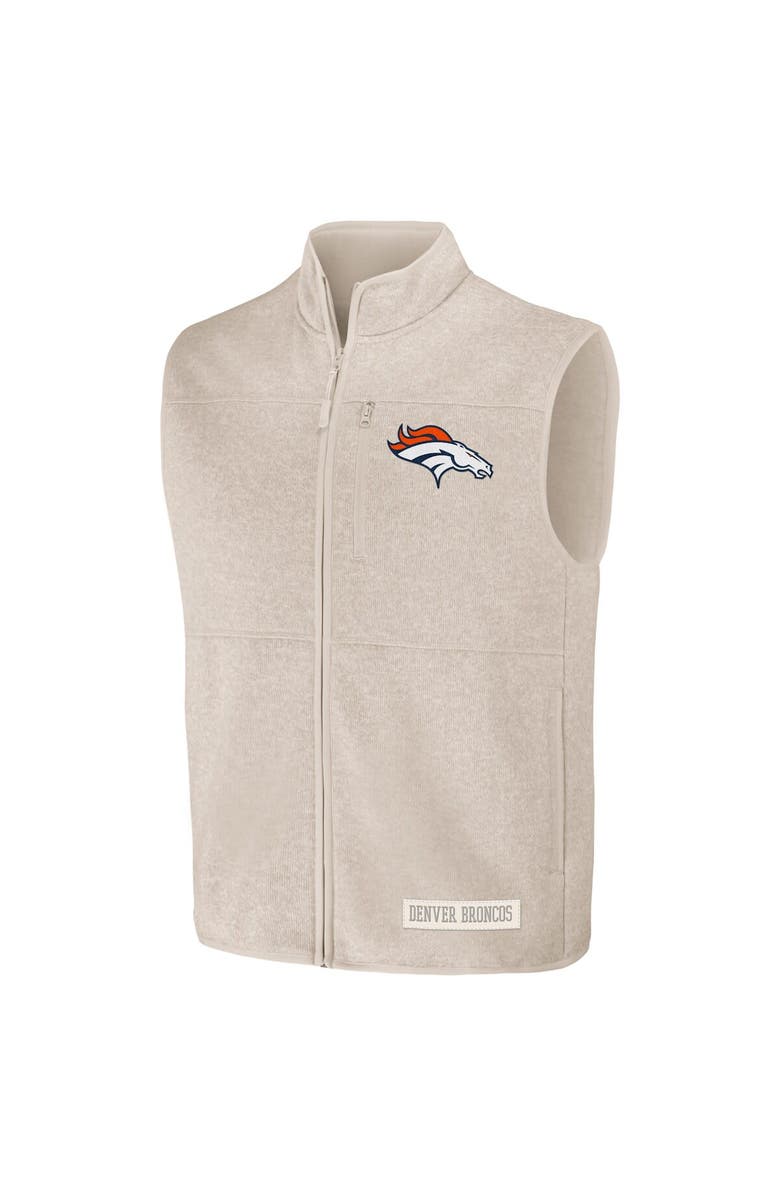 NFL X DARIUS RUCKER Men's NFL x Darius Rucker Collection by Fanatics Oatmeal Denver Broncos Full-Zip Sweater Vest, Alternate, color,