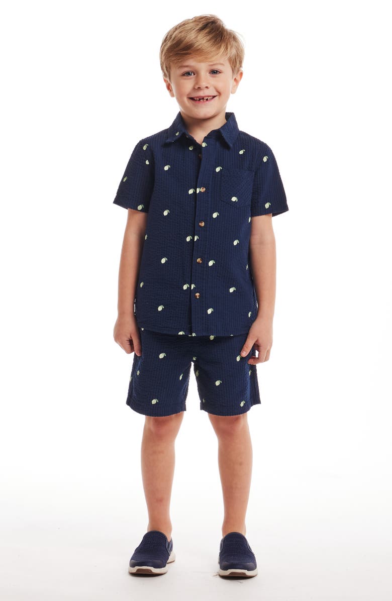 Andy & Evan Kids' Seersucker Lime Button Front Shirt & Shorts Set, Alternate, color, 