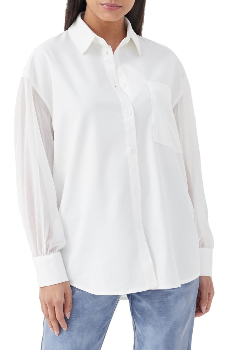 4th & Reckless Isotta Sheer Sleeve Button-Up Shirt, Main, color, 