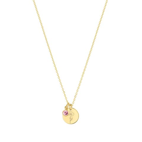 Lily Birth Flower and Birthstone Necklace