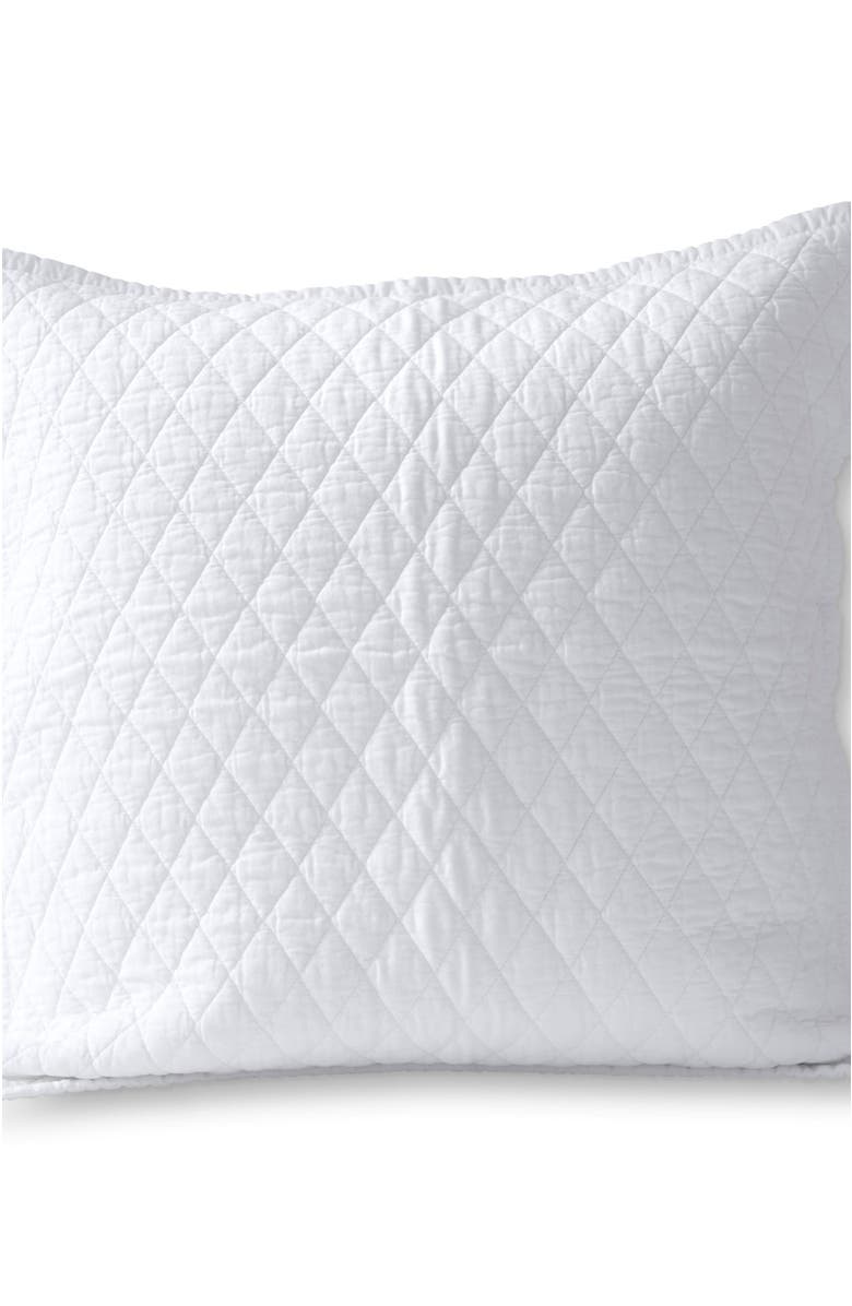 Lands' End Solid Diamond Double Voile Pillow Sham, Alternate, color, White