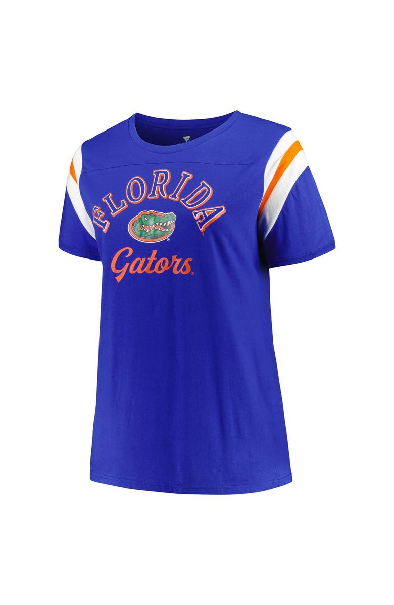 PROFILE Women's Profile Royal Florida Gators Plus Size Striped Tailgate Scoop Neck T-Shirt, Alternate, color,