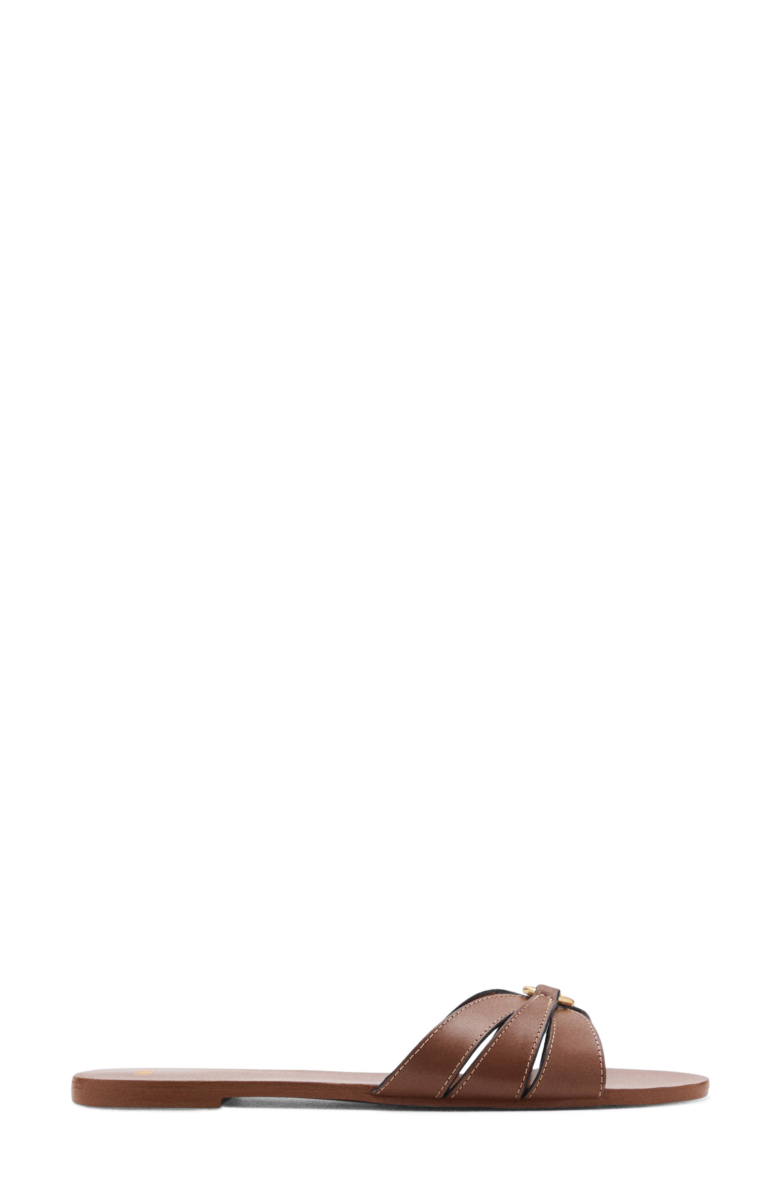 MANGO Slide Sandal, Alternate, color, Leather