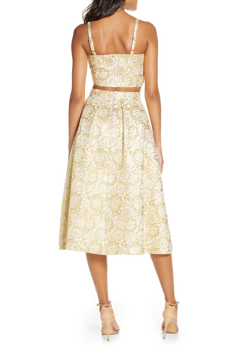 Dalsey 2-Piece Party Dress, Alternate, color, GOLD BLOOMING FLORAL BROCADE