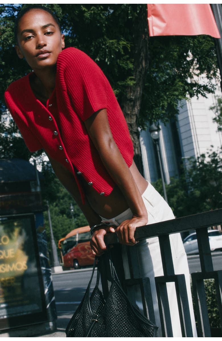 H&M Rib-knit Cardigan, Alternate, color, Red