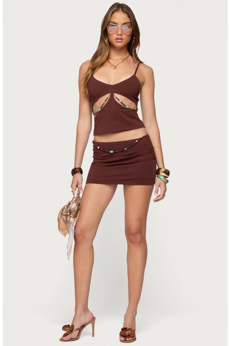 Neri Beaded Cutout Camisole, Alternate, color, BROWN