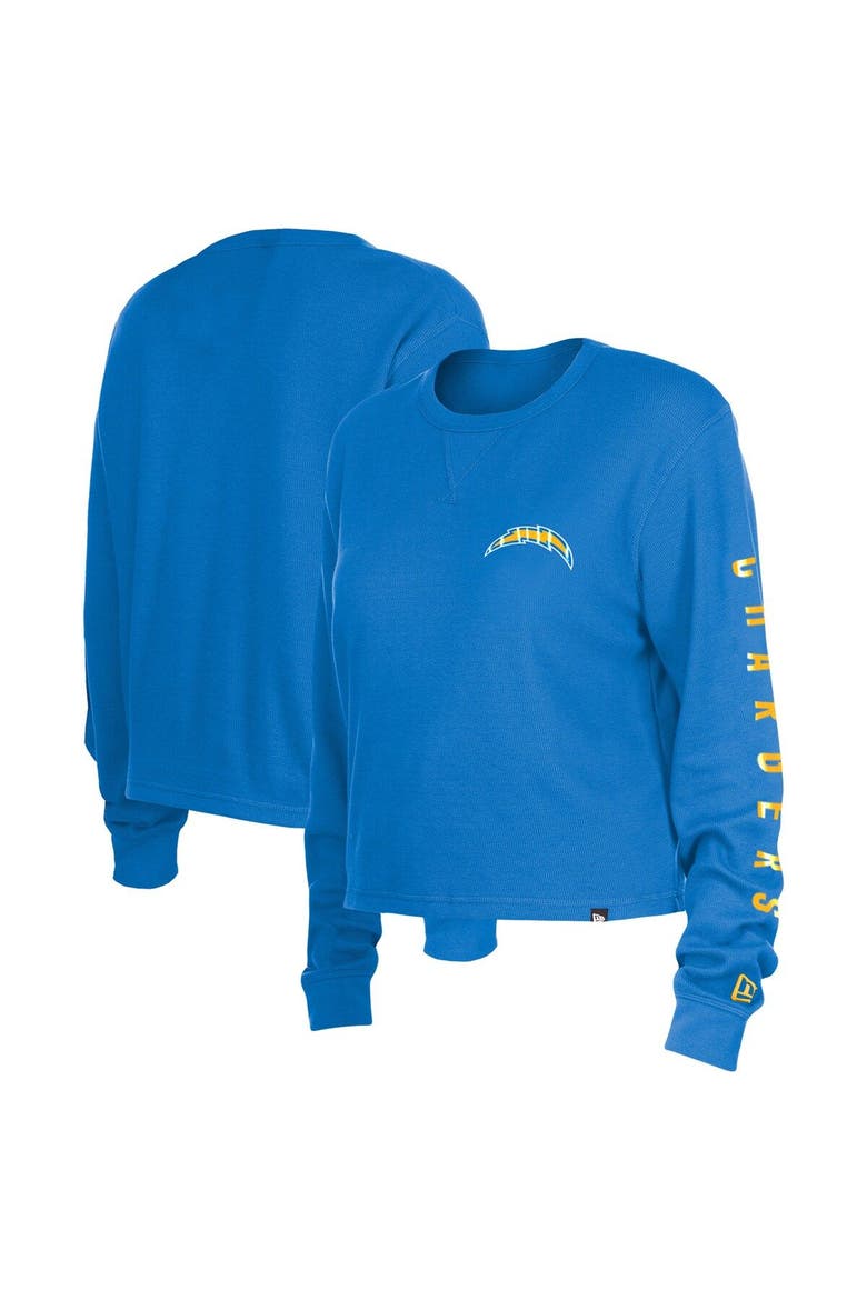 Women's New Era  Powder Blue Los Angeles Chargers Thermal Crop Long Sleeve T-Shirt, Main, color, Powder Blue
