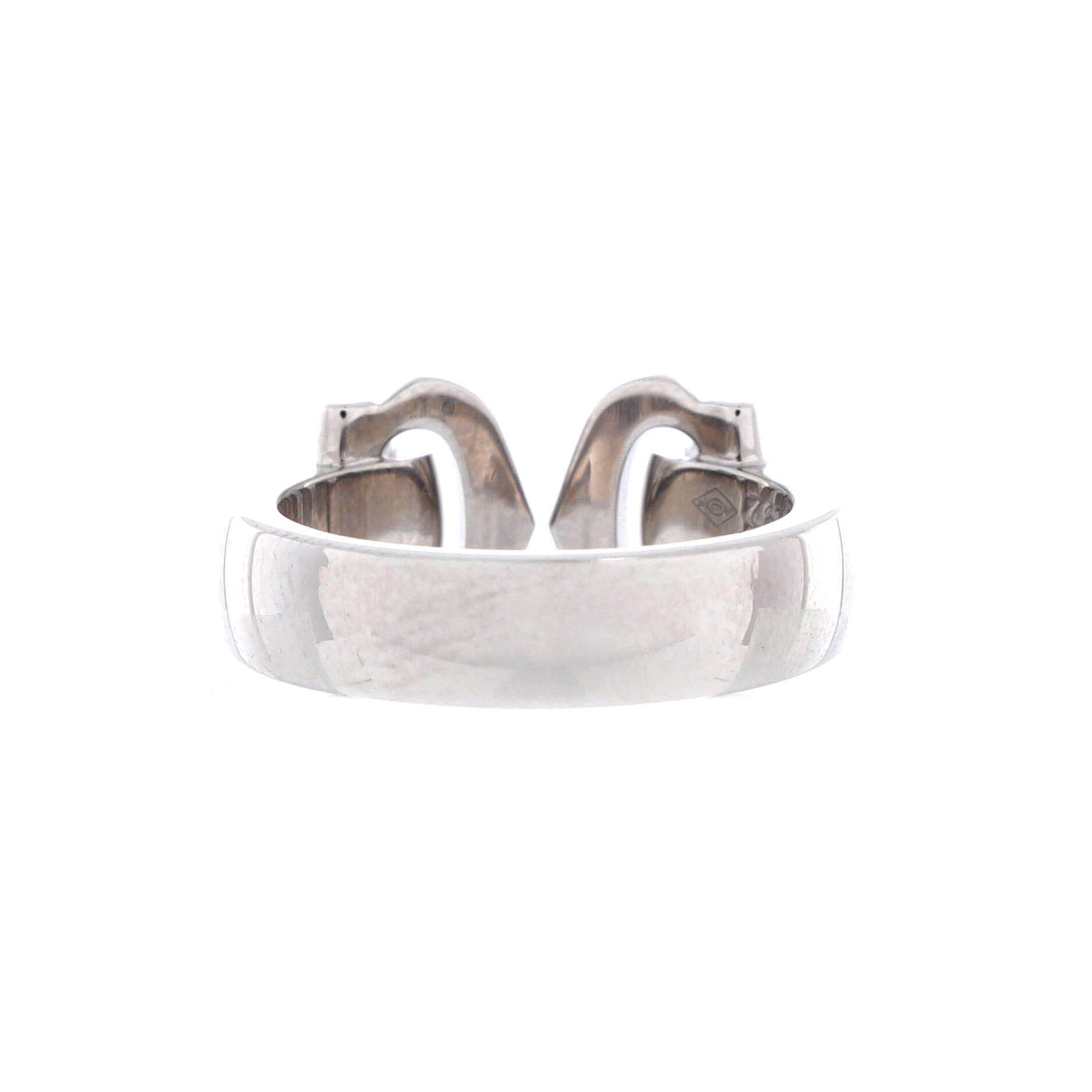 Vintage C de Cartier Ring 18K White Gold with Diamonds, Alternate, color, Metallic Gold