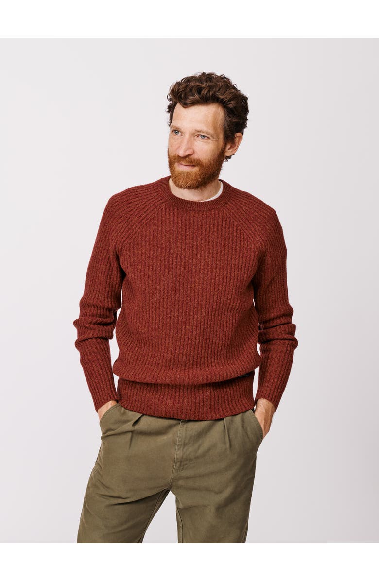 Aubin Ray Fisherman Rib Crew Neck Sweater, Main, color, Rust Mix