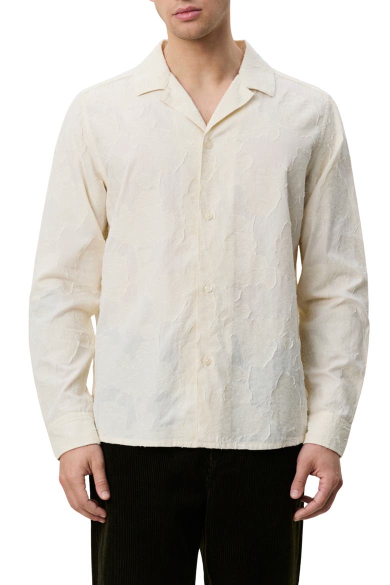Long Sleeve Flower Jacquard Camp Shirt, Main, color, LIGHT IVORY