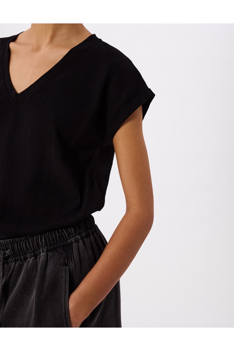 Willa V-Neck Cap Sleeve T-Shirt, Alternate, color, Black