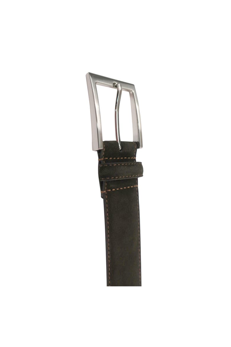 Suede Leather Feather Edge Belt, Alternate, color, Brown
