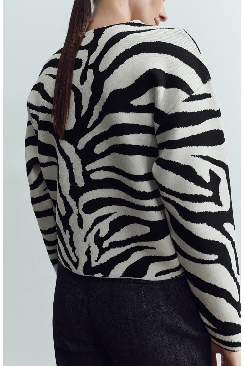 Zebra Print Sweater, Alternate, color, BLACK