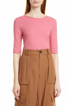 Vince Elbow Sleeve Cotton Knit Top