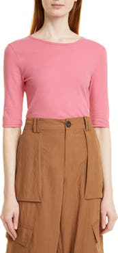 Vince Elbow Sleeve Cotton Knit Top