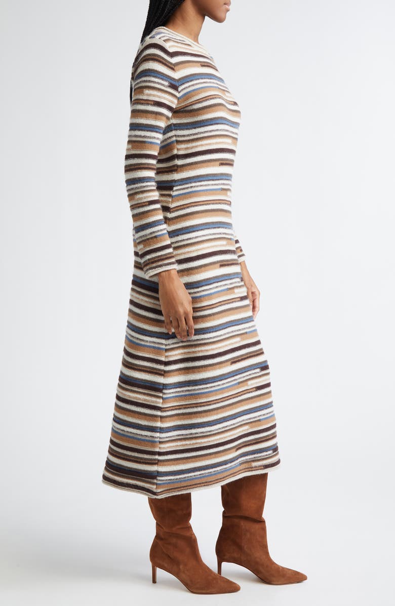 Veronica Beard Sanders Stripe Long Sleeve Maxi Sweater Dress, Alternate, color, Dark Acorn Multi