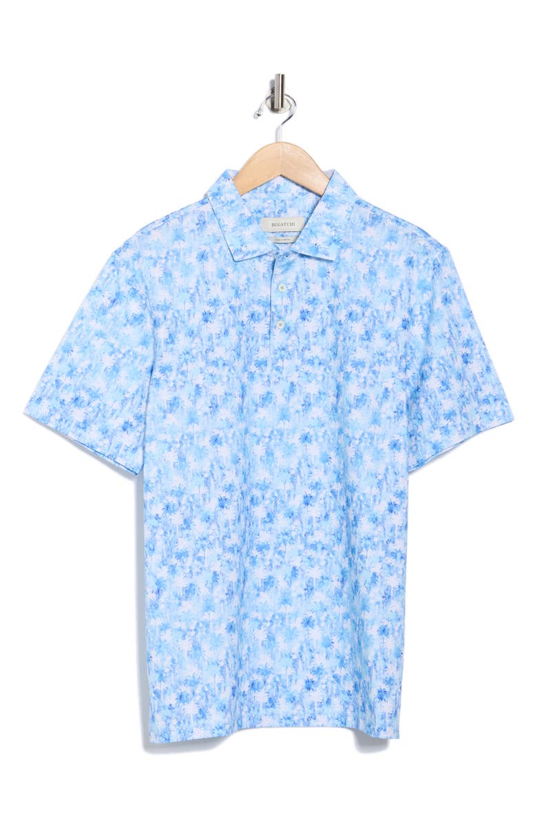 Bugatchi Victor Short Sleeve 8-Way Stretch OoohCotton<sup>®</sup> Knit Polo, Alternate, color, Azure