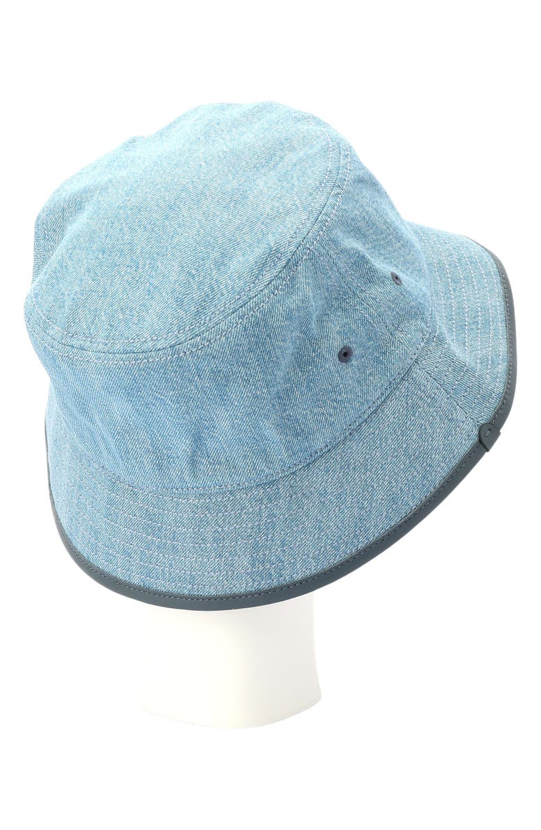 COACH Embroidered Logo Denim Bucket Hat, Alternate, color, Indigo