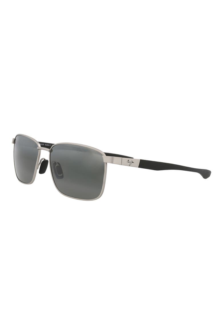58mm Polarized Square Sunglasses, Alternate, color, SILVER/ BLACK/ GREY